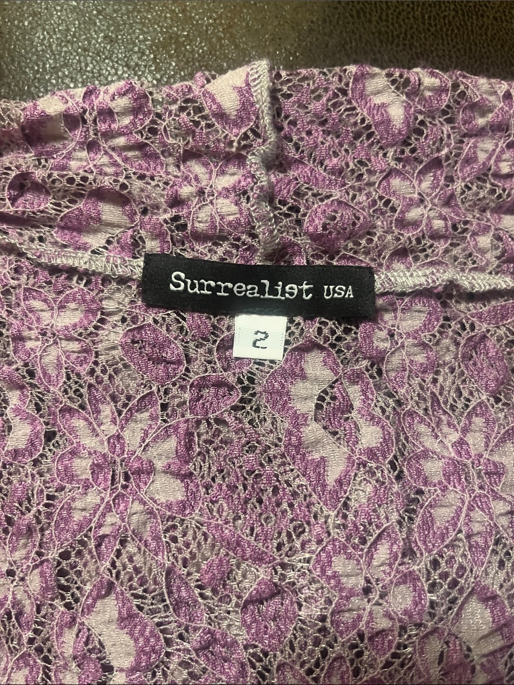 Women’s Open-Front Mauve/Lavender Pucker Lace Hooded Cardigan Boho Chic Longline - Picture 7 of 9